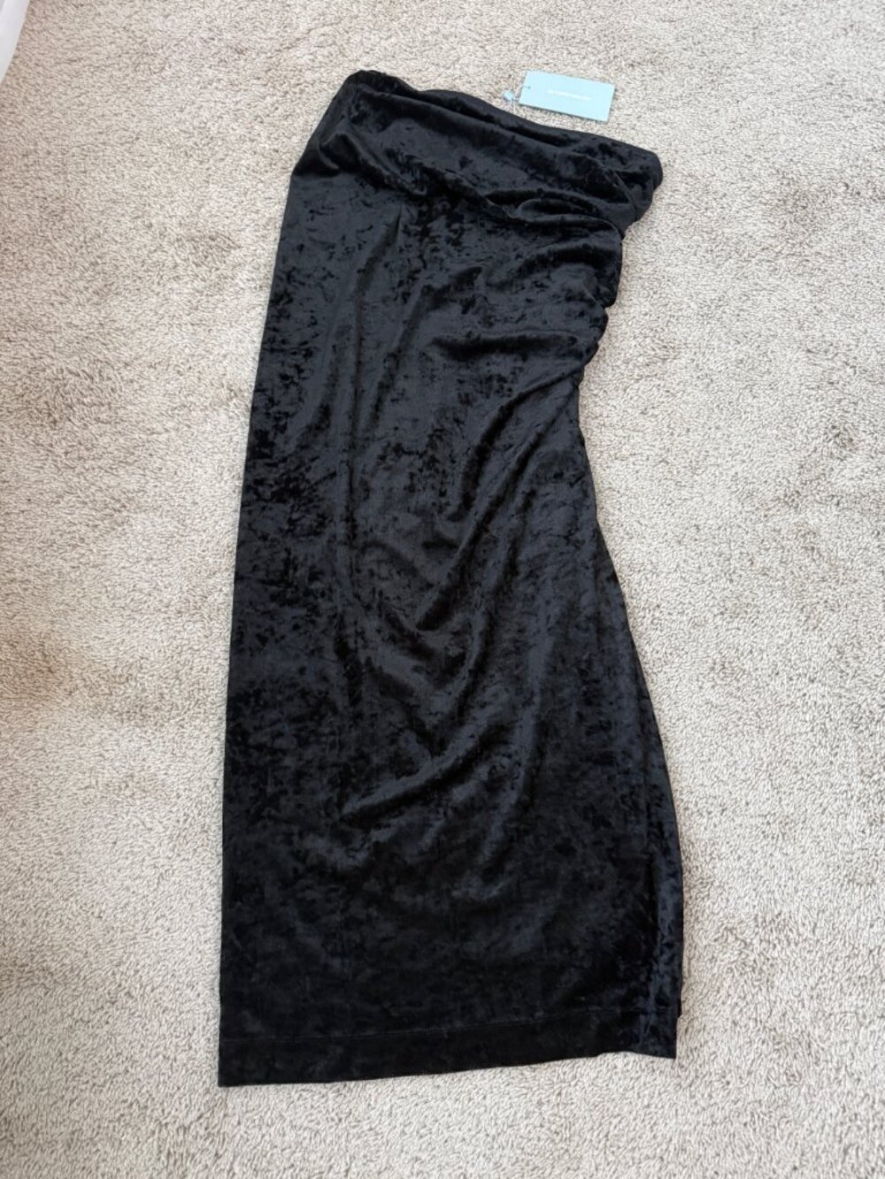 Antonio Melani Black Crushed Velvet Side Ruched Slit Maxi Skirt – NWT Size 8 - Picture 3 of 7